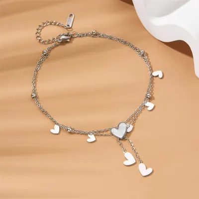 Women Fashion Star Moon Pendant Anklet Titanium Steel