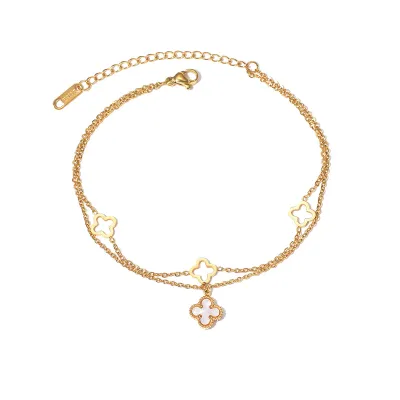 Women Fashion Star Moon Pendant Anklet Titanium Steel