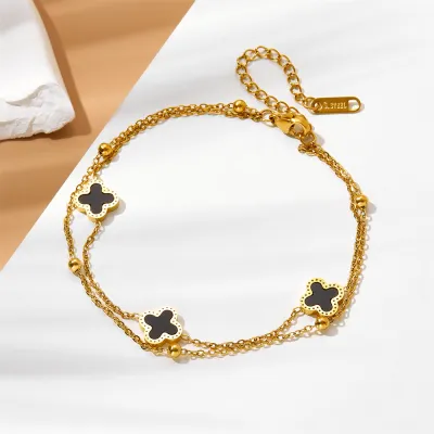 Women Fashion Star Moon Pendant Anklet Titanium Steel