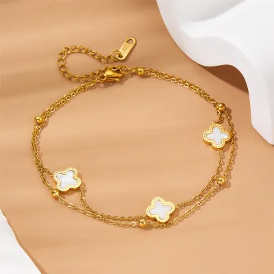 Women Fashion Star Moon Pendant Anklet Titanium Steel