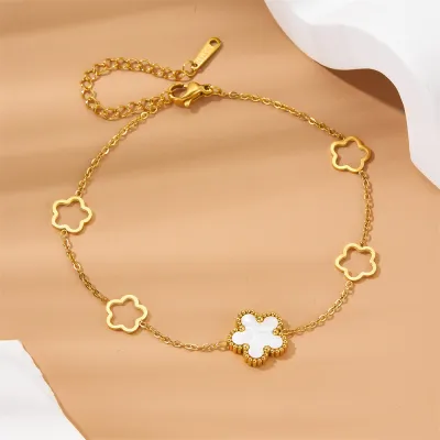 Women Fashion Star Moon Pendant Anklet Titanium Steel