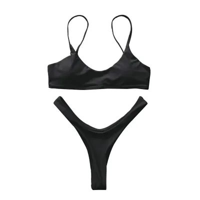 Women Sexy Simple Solid Color Bikini Swimsuit