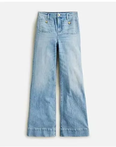 Women Casual Solid Color High Waist Stretch Wide Leg Jeans