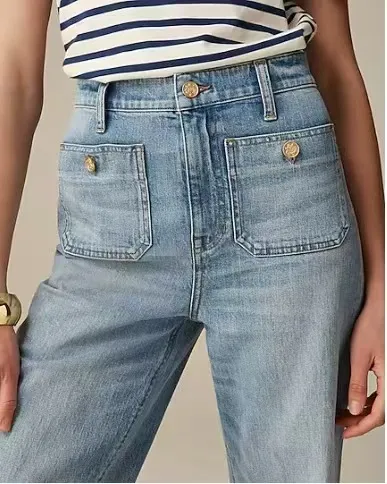 Women Casual Solid Color High Waist Stretch Wide Leg Jeans