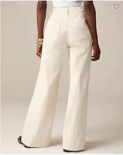 Women Casual Solid Color High Waist Stretch Wide Leg Jeans