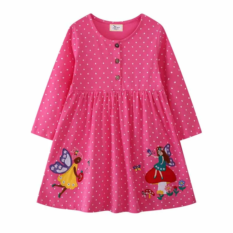 Kids Toddler Girls Cartoon Princess Casual Cotton Long Sleeve Dress