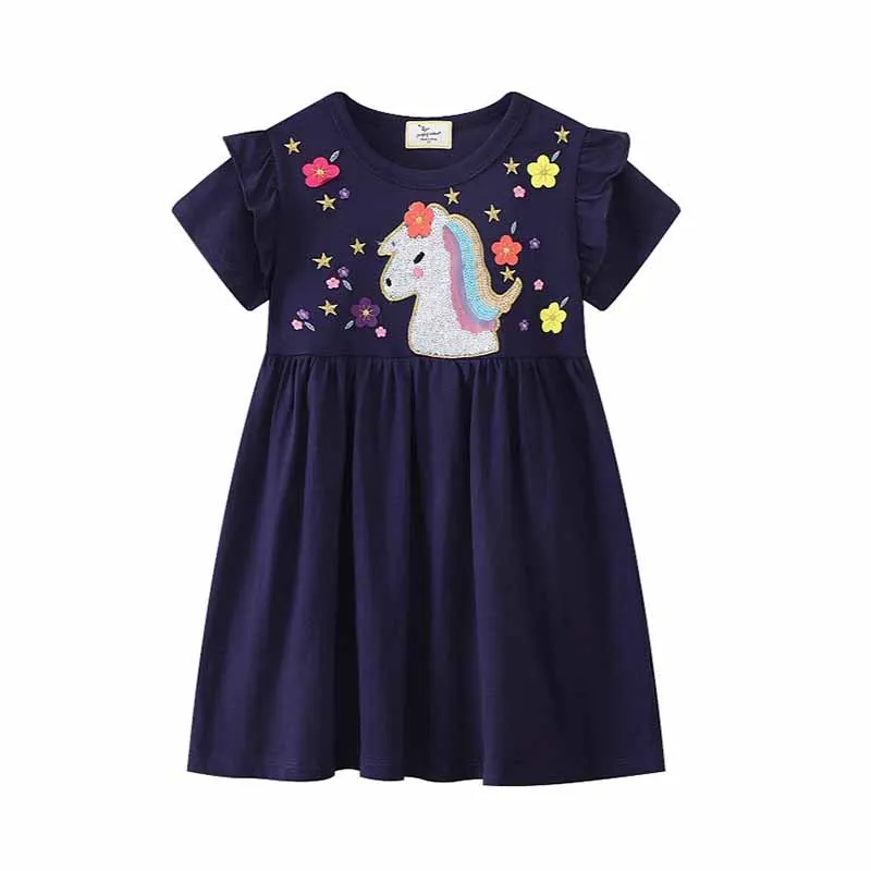 Kids Toddler Girls Casual Cute Flower Short Sleeve Princess Dress Cotton Knit