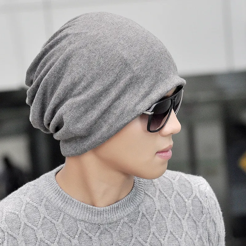 Winter Casual Solid Cotton Polyester Windproof Dual Use Beanie Cap