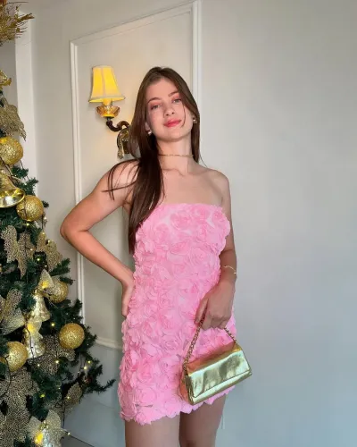 Women Sexy Solid Color Floral Tube Slim Fit Dress