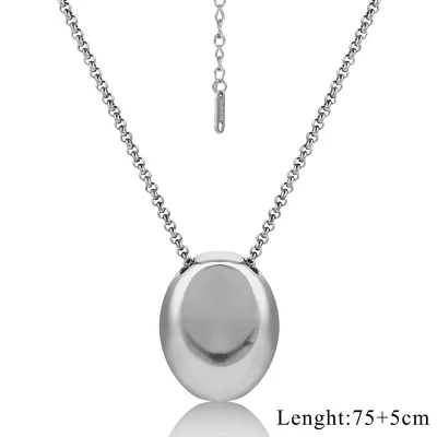 Women's Simple Geometric Water Drop Pendant Necklace in Titanium Steel, Light Luxury Style