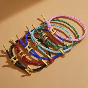 Women's Fashion Simple Metal Buckle Adjustable Braid Bracelet
