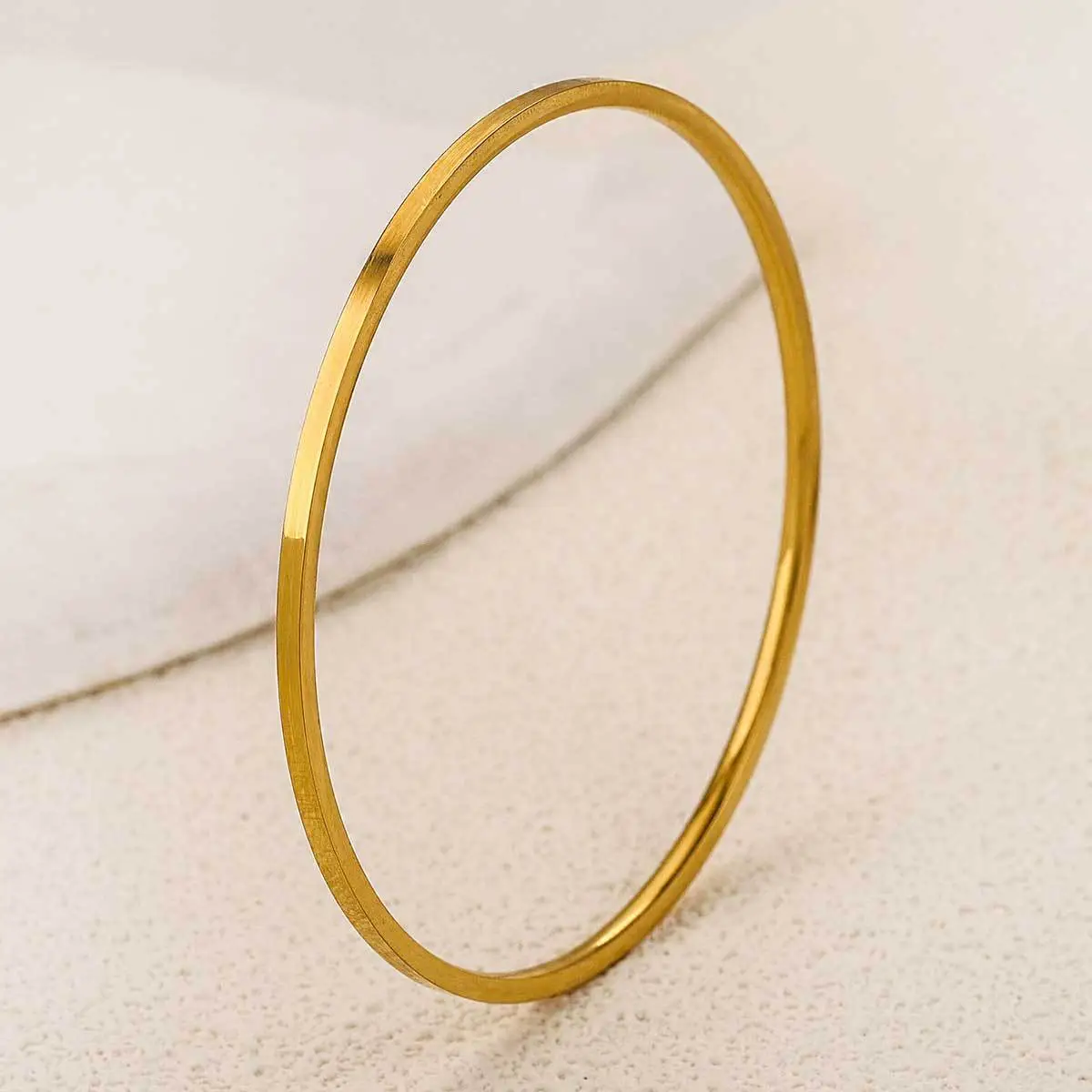 Women Fashion Simple Electroplated 18k Circular Stainless Steel Bracelet