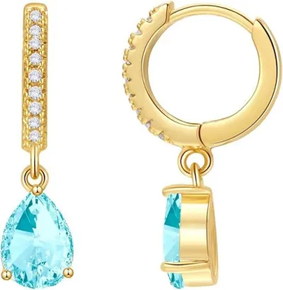 Women Fashion Simple Multicolour Zircon Drop Earrings Copper