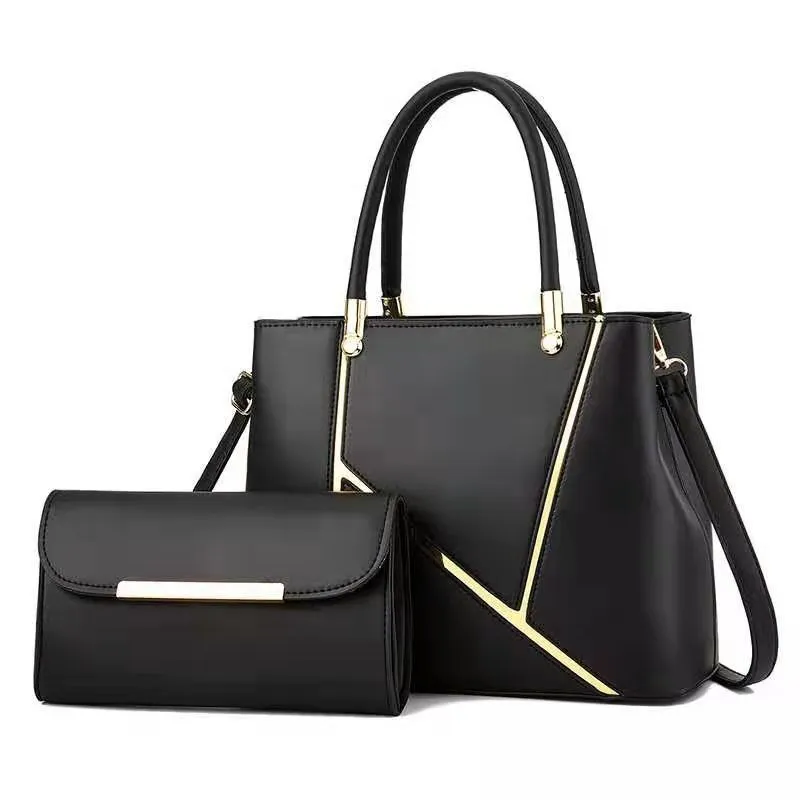 Fashion Large Capacity PU Child-Mother Bag Handbag Sets with Zipper