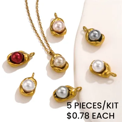 Elegant Women Immitated Pearl Pendant Stainless Steel Chain Necklace