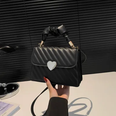 Women Casual Solid Color Love Buckle Small Square PU Shoulder Bag