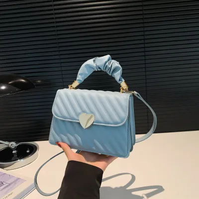 Women Casual Solid Color Love Buckle Small Square PU Shoulder Bag