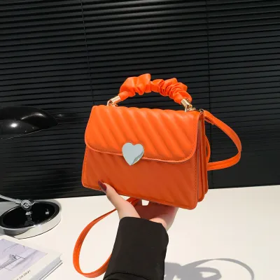 Women Casual Solid Color Love Buckle Small Square PU Shoulder Bag