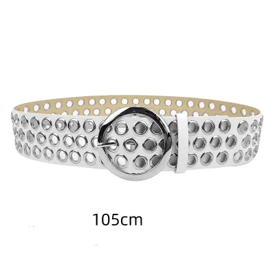 Women's Fashion Punk Rivet Hollow Wide PU Leather Belt