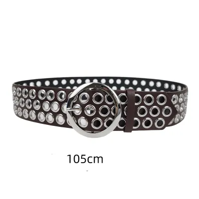Women's Fashion Punk Rivet Hollow Wide PU Leather Belt