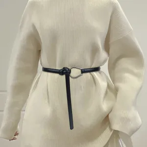 Women Fashion Simple Solid Color Genuine Leather Belt