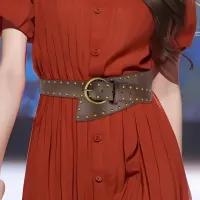 Fashion Vintage Women Suede Eyelet Wide Belt