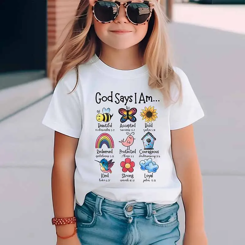 Kids Toddler Girls Casual Cartoon Animal Floral Print Short Sleeve Crewneck T-Shirt