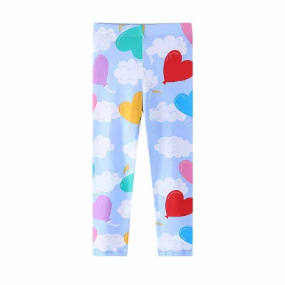 Kids Toddler Girls Cute Casual Hearts Print Cotton Leggings Pants Long