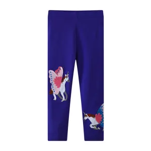 Kids Toddler Girls Casual Embroidery Cartoon Cotton Leggings Pants