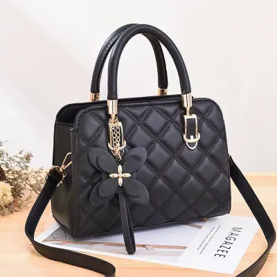 Women Fashion Simple Solid Color Pendant Handbag PU Medium Square Bag