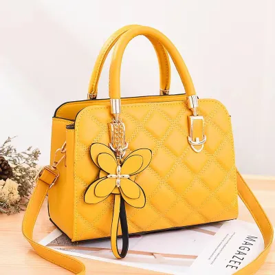 Women Fashion Simple Solid Color Pendant Handbag PU Medium Square Bag