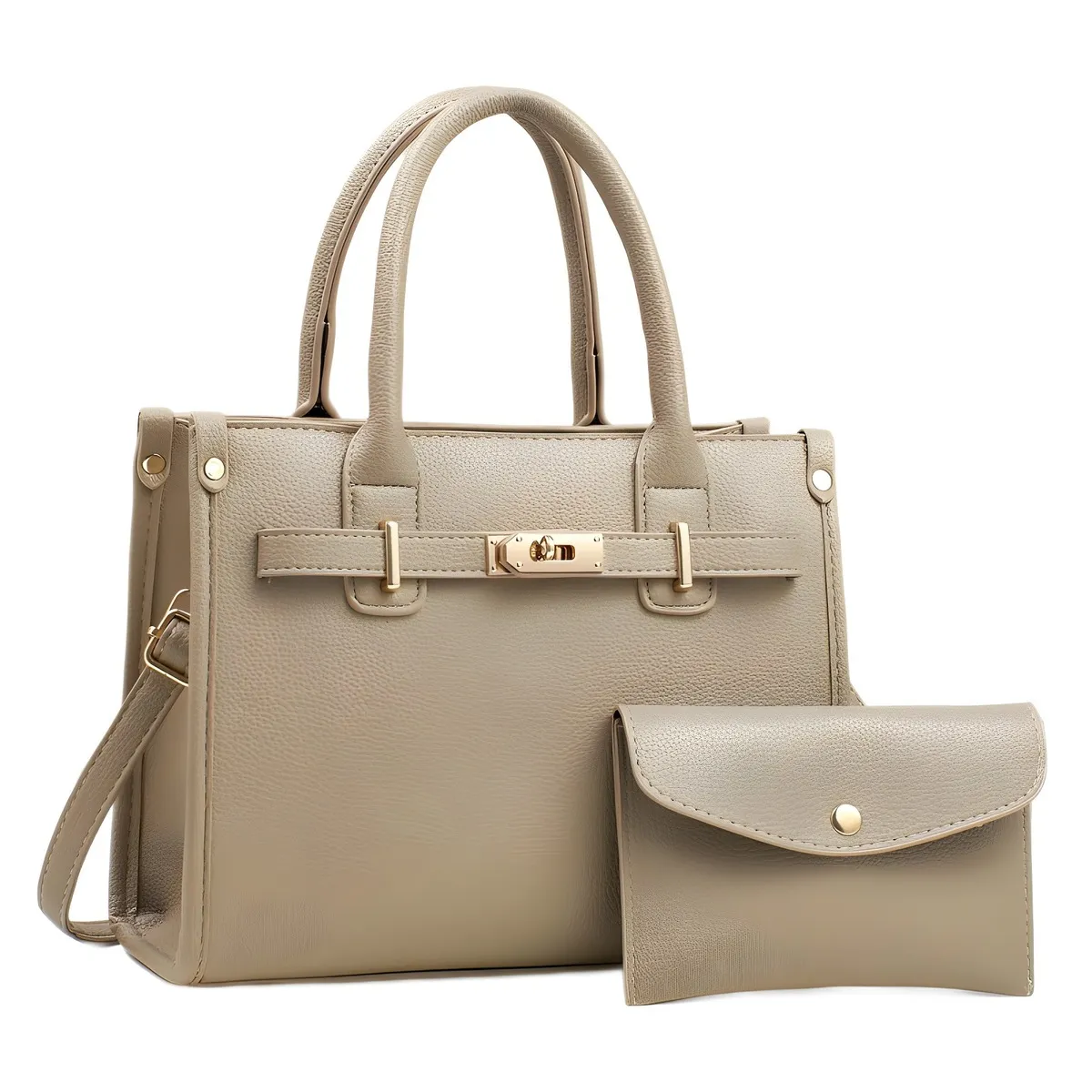Women Fashion Casual Solid Color Large Capacity Handbag Two-Piece Set