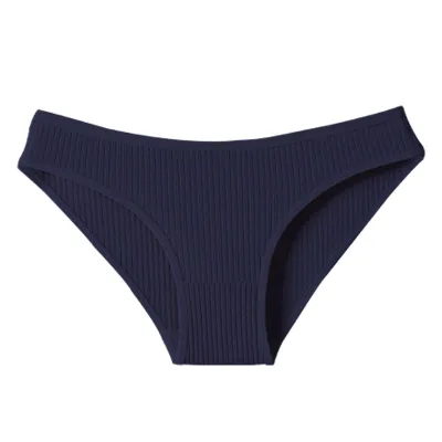 Women Fashion Sexy Solid Color Threaded Low Waist Cotton Panties