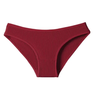 Women Fashion Sexy Solid Color Threaded Low Waist Cotton Panties