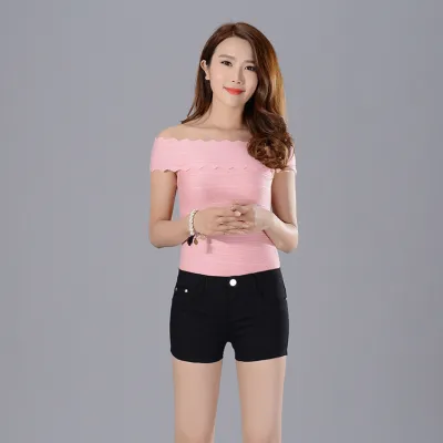 Women's Slim-Fit Denim Shorts - Mid-Waist Casual
