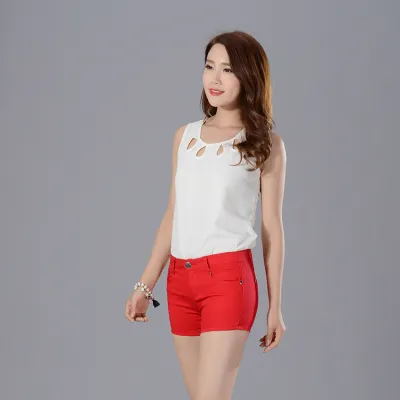 Women's Slim-Fit Denim Shorts - Mid-Waist Casual