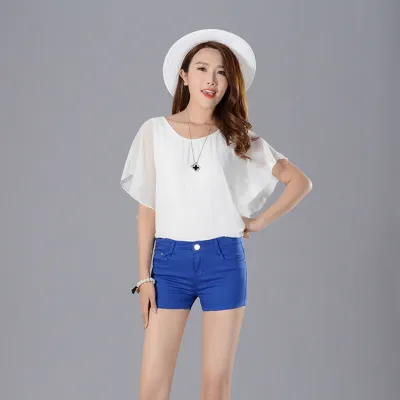 Women's Slim-Fit Denim Shorts - Mid-Waist Casual
