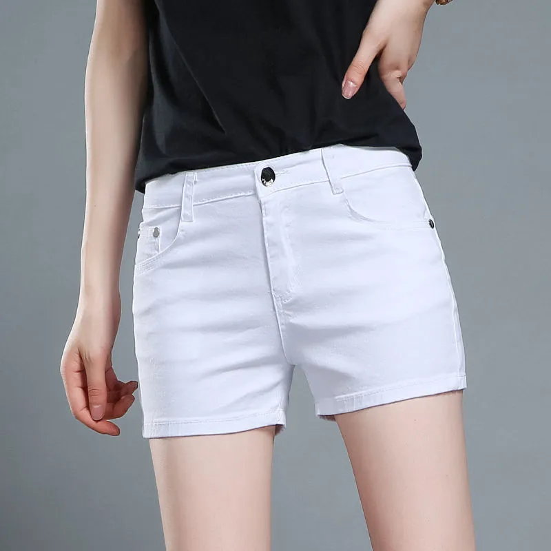 Women's Slim-Fit Denim Shorts - Mid-Waist Casual