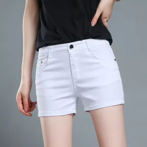 Women's Slim-Fit Denim Shorts - Mid-Waist Casual