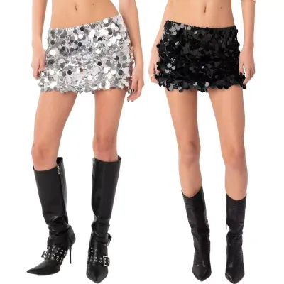 Women Fashion Sexy Irregular Sequins Slim Fit Skirt