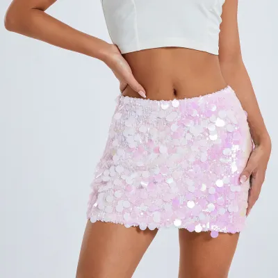 Women Fashion Sexy Irregular Sequins Slim Fit Skirt