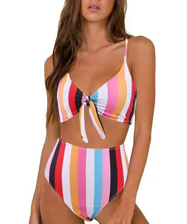 Women Fashion Sexy Solid Color Lace-Up Bikini Swimsuit