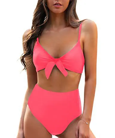 Women Fashion Sexy Solid Color Lace-Up Bikini Swimsuit