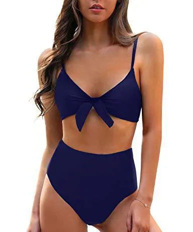 Women Fashion Sexy Solid Color Lace-Up Bikini Swimsuit