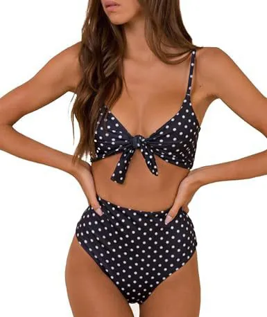 Women Fashion Sexy Solid Color Lace-Up Bikini Swimsuit