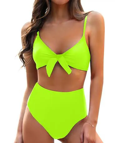 Women Fashion Sexy Solid Color Lace-Up Bikini Swimsuit