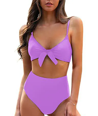Women Fashion Sexy Solid Color Lace-Up Bikini Swimsuit