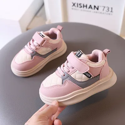 Kids Boys Girls Casual Versatile Velcro Lace-Up Thick-Soled Sneakers