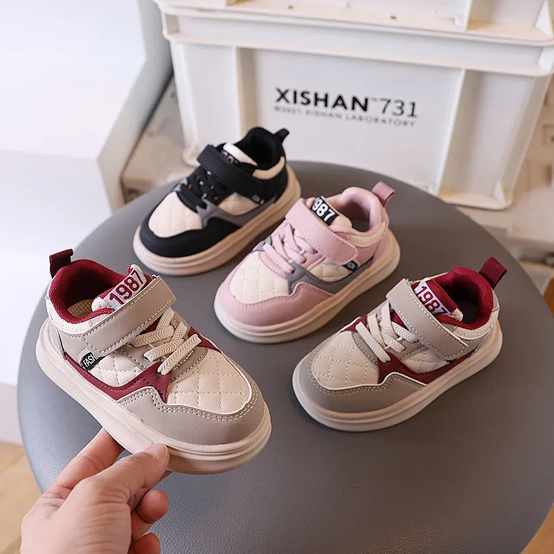 Kids Boys Girls Casual Versatile Velcro Lace-Up Thick-Soled Sneakers