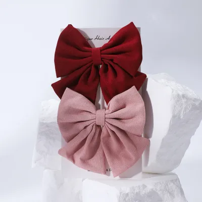 Kids Girls Cute Sweet Solid Color Bow Hair Clip Duckbill